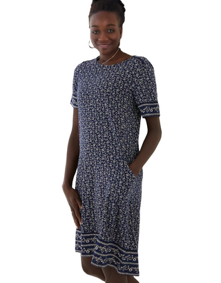 Women's Simone Wave Dot Jersey Dress in Blue