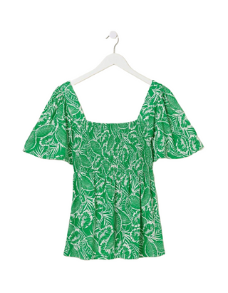 Women's Lucia Tropical Leaf Top in Green