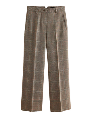 Women's Tailored Wide Trousers in Natural Check