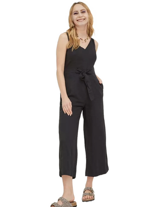 Women's Aderyn Linen Blend Jumpsuit in Black (IMPERFECT)