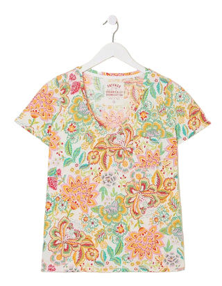 Women's Short Sleeve Maggie V-Neck T-Shirt in Multi Floral