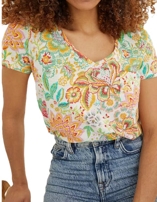 Women's Short Sleeve Maggie V-Neck T-Shirt in Multi Floral