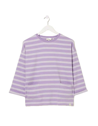 Women's Amari Stripe Crew Sweatshirt in Purple