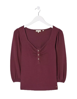 Women's 3/4 Sleeve Kara Henley Top in Plum