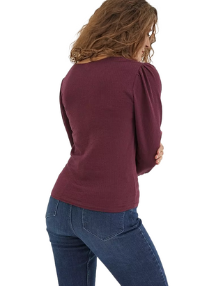 Women's 3/4 Sleeve Kara Henley Top in Plum