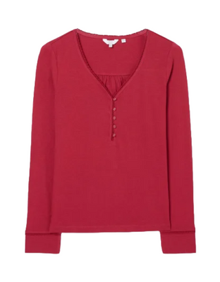 Women's Livvy Henley Pyjama Top in Red