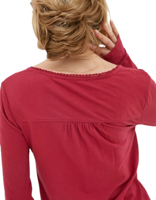 Women's Livvy Henley Pyjama Top in Red