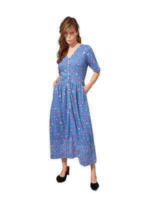 Women's Jewel Jersey Floral Dress in Blue Multi