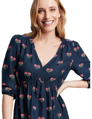 Women's Sienna 3/4 Sleeve Tiered Dress in Navy Spring Floral