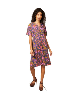 Women's Jersey Cotton Dress in Purple Multi