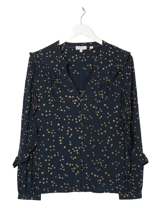 Women's Long Sleeve Sudley Star Foil Blouse in Navy