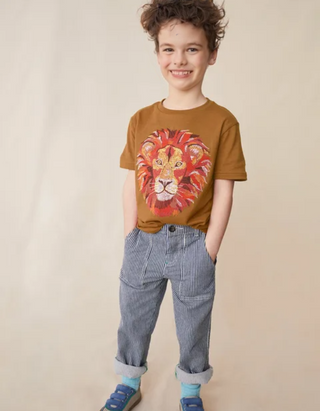 Mini Boden Kids Lion Superstitch T-Shirt in Butterscotch Brown (Sightly Defect)