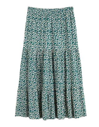 Women's Line Strokes Skirt in Spotty Leaves Dark Wreckage