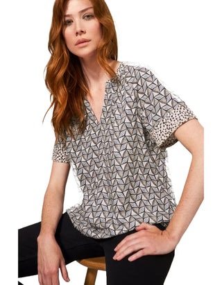 Women's Short Sleeve Cora Top in Natural Multi