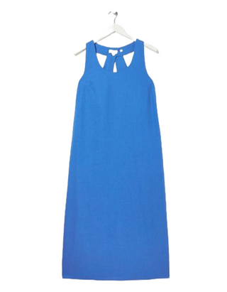 Women's Winter Beach Lola Linen Blend Maxi Dress in Blue (IMPERFECT)