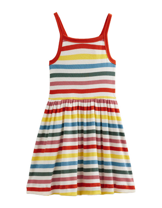 Mini Boden Girl's Rib Twirly Dress in Multi Stripe