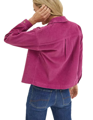 Women's Long Sleeve Combe Relaxed Cord Shirt in Purple Fuchisa