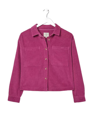 Women's Long Sleeve Combe Relaxed Cord Shirt in Purple Fuchisa