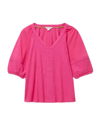 Women's Short Sleeve Phoebe Jersey Mix Top in Bril Pink