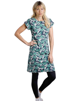 Women's Tallahassee Organic Cotton Jersey Dress in Dark Green (IMPERFECT)