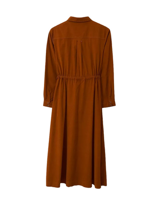 Women's Jade Cord Shirt Dress in Dark Orange