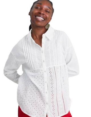 Tu Clothing Women's White Broderie Anglaise Shirt