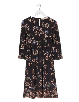 Women's Lynnie Floral Jersey Dress in Black (IMPERFECT)