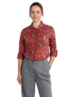 Women's Larissa Organic Cotton Shirt in Burnt Orange