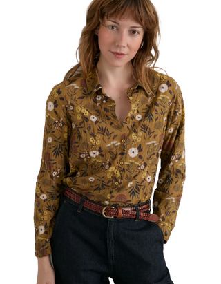 Women's Larissa Organic Cotton Shirt in Dye Plant Grain