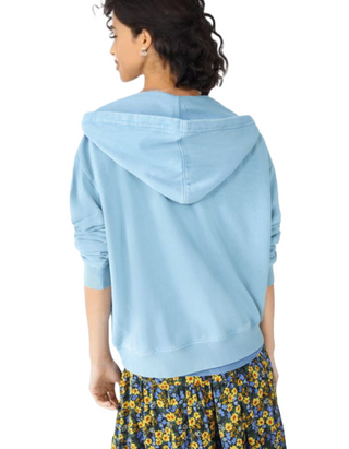 Women's Long Sleeve Zip Relaxed Hoodie in Blue (IMPERFECT)