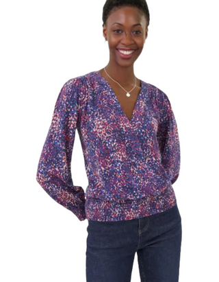 Women's Remi Layered Spot Wrap Top in Purple