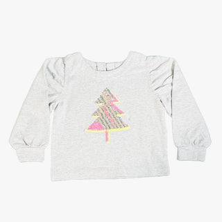 TU Girl's Christmas Tree Sequin Crop Sweat Top in Grey