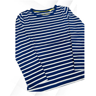 Mini Boden Kid's Long Sleeve Breton Stripe Top In Navy