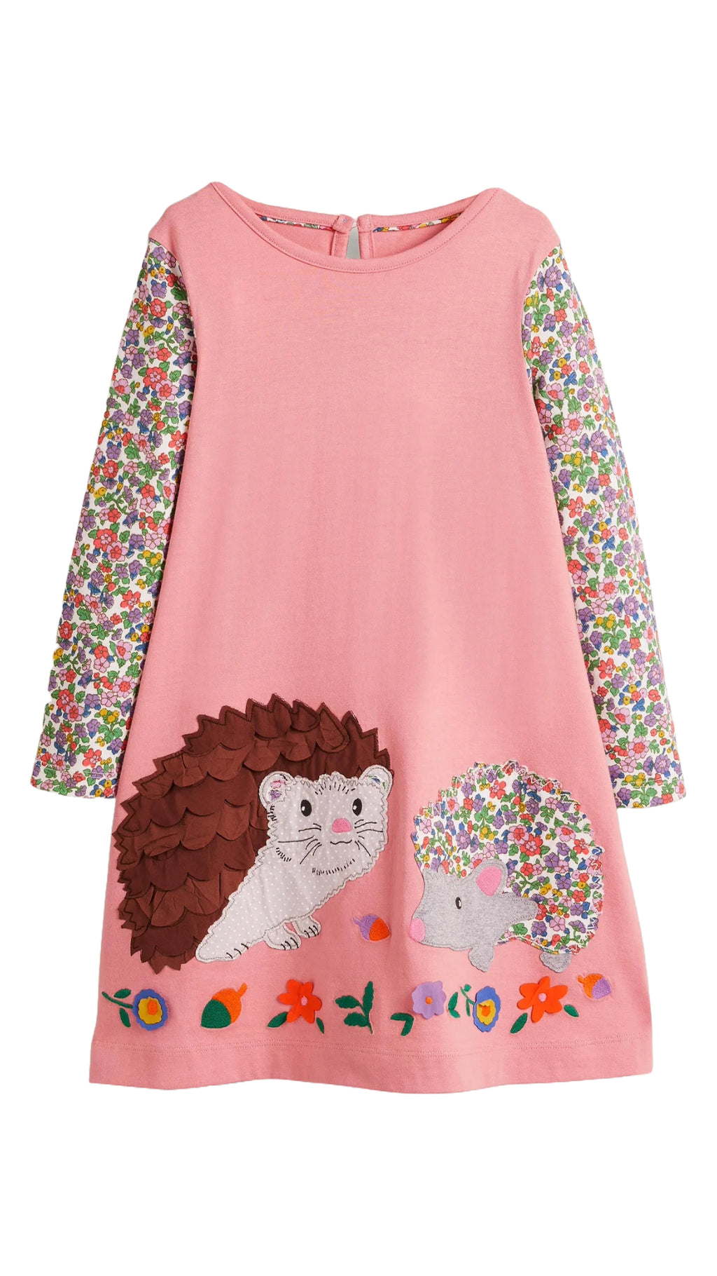 Mini Boden Girl's Big Applique Dress in Pink Hedgehogs – Uniq Kids Wear