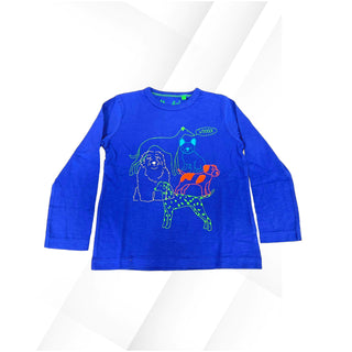 Mini Boden Boy's Long Sleeve Animal Print Jersey Tshirt In Blue