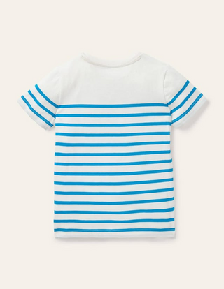 Mini Boden Boy's Animal Breton T-Shirt in Ivory Tiger