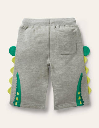 Mini Boden Boy's Applique Jersey Baggies in Grey Crocodile