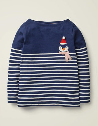 Mini Boden Festival Applique Breton in Navy (Slightly Defect)