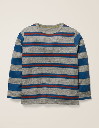 Mini Boden Boy's Hotchpotch Stripe T-Shirt in Grey Marl (Slightly Defect)