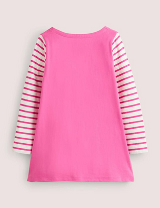 Mini Boden Girl's Scientist Stripe Tunic Top in Pink (Slightly Defect)