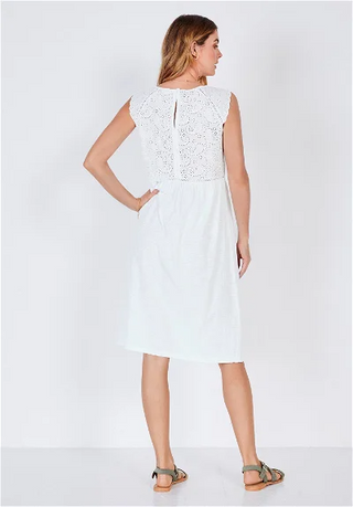 Women's Broderie Jersey Dress in White