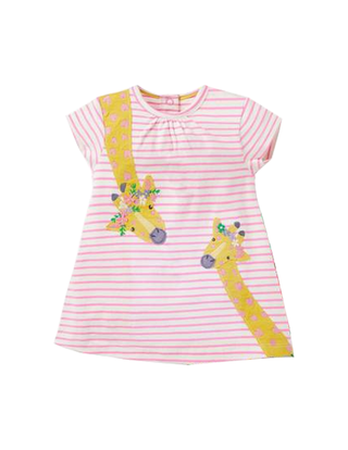 Baby Boden Giraffe Applique Dress in Multi Jungle Friends (Slightly Defect)