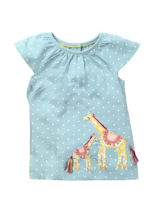 Baby Boden Girl's Giraffe Applique Dress in Blue (Slightly Defect)