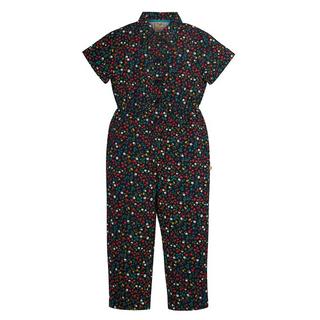 Frugi Girl's Wild Flowers Bowie Boiler Suit in Navy