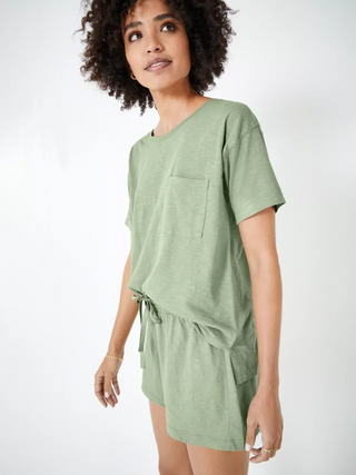 Women's Jaime Shorts Organic Cotton Pyjama Set in Sage Green