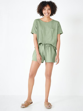 Women's Jaime Shorts Organic Cotton Pyjama Set in Sage Green