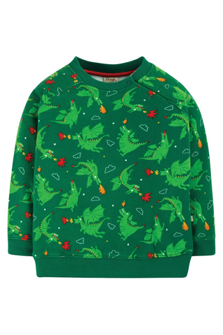 Frugi Kids Dragons Rex Jumper in Green (Slightly Defect)