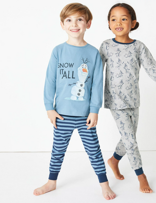 Marks & Spencer Boy's Disney Frozen Olaf Printed Pyjama Set in Blue