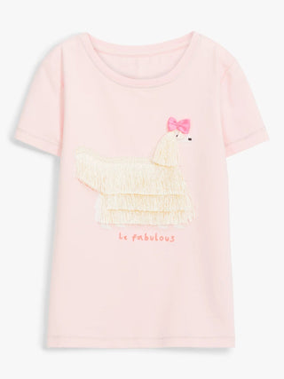 John Lewis Girl's Dog Tassel T-Shirt In Soft Pink