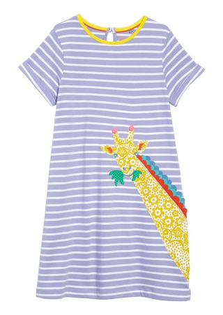 Mini Boden Girl's Short sleeve Applique TUnic in Purple Giraffe (Slightly Defect)